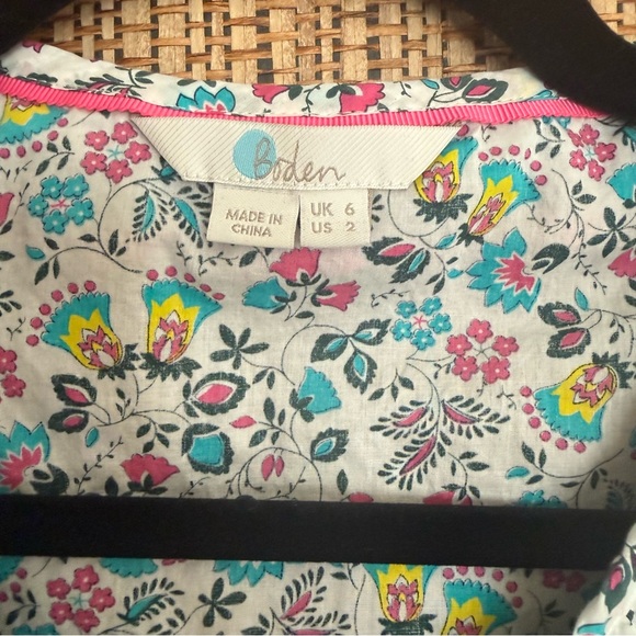 Boden Laurie Tassel Tie Cotton Blouse UK 6 US 2 Ivory Exotic Garden - Picture 3 of 6